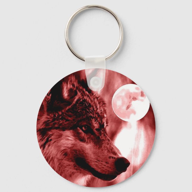 Wolf & Moon Key Ring (Front)