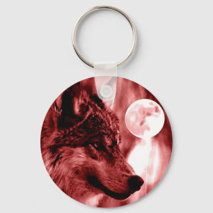 Wolf & Moon Key Ring