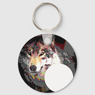 Wolf & Moon Key Ring