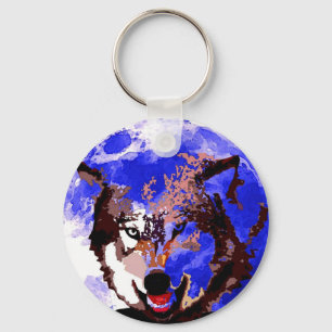Wolf & Moon Key Ring