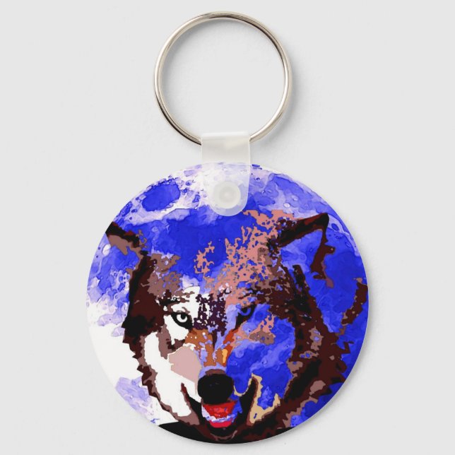 Wolf & Moon Key Ring (Front)