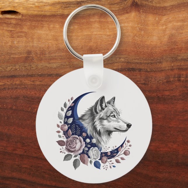 Wolf & Moon Keychain (Front)