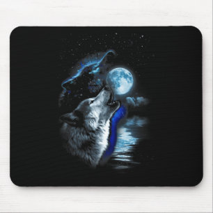 Wolf Moon Lake Wolf Howling Full Moon Wolf Graphic Mouse Mat