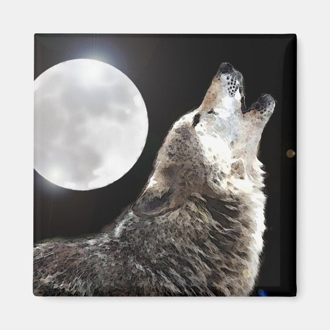 Wolf & Moon Magnet (Front)