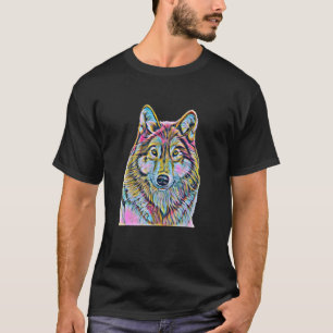 Wolf Moon Motif Pack Wild Lupus Colorful Wolves De T-Shirt