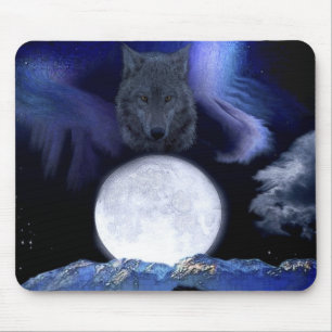 Wolf, Moon & Mountains Mouse Mat