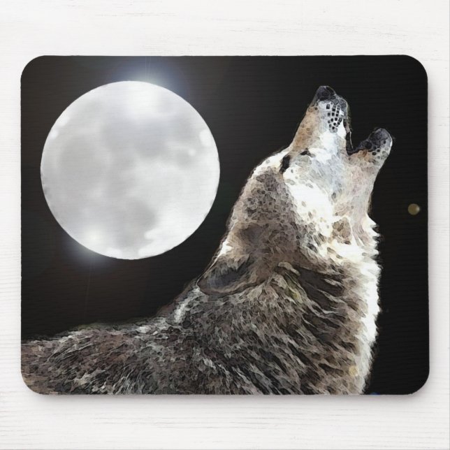 Wolf & Moon Mouse Mat (Front)