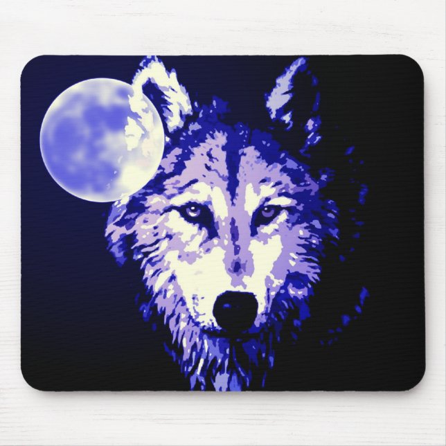 Wolf & Moon Mouse Mat (Front)