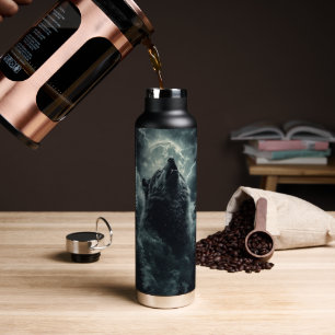 Wolf moon night sky insulated stainless steel water bottle