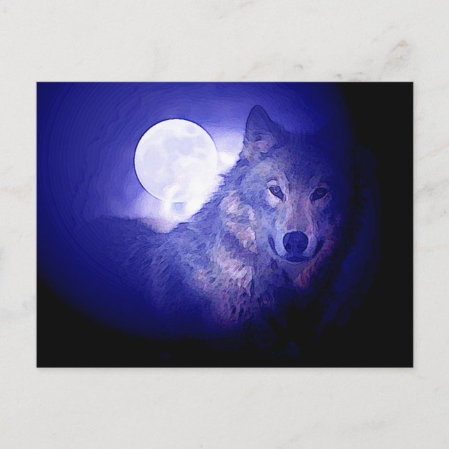 Wolf & Moon Postcard (Front)