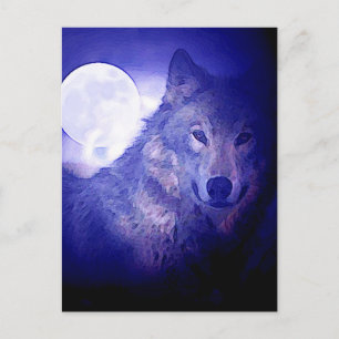 Wolf & Moon Postcard
