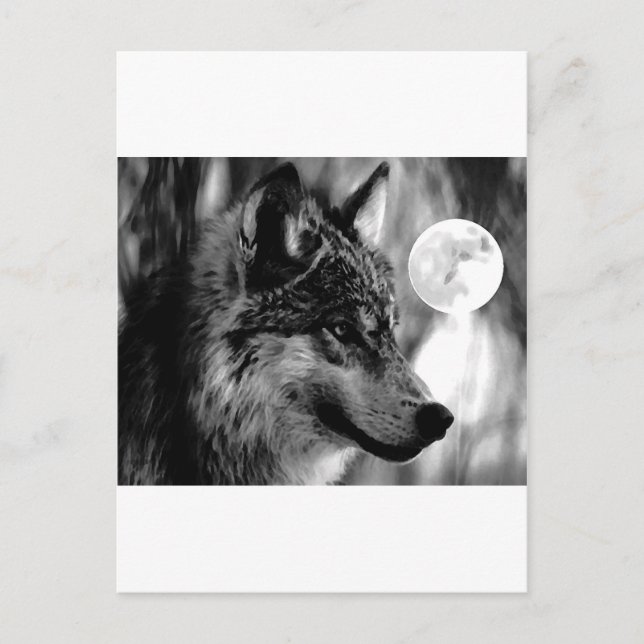 Wolf & Moon Postcard (Front)