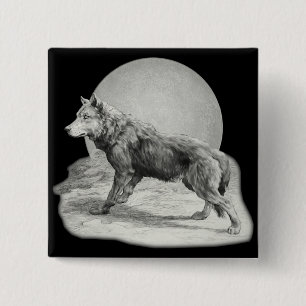 Wolf Moon Profile 15 Cm Square Badge