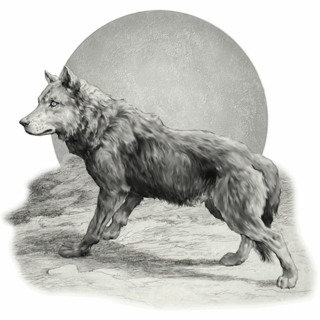 Wolf Moon Profile Standing Photo Sculpture (Front)