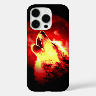 Wolf, Moon & Red Sky iPhone 16 Pro Case
