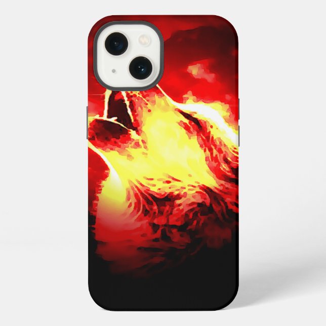 Wolf, Moon & Red Sky iPhone Case (Back)