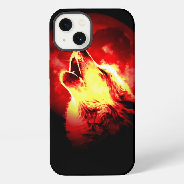 Wolf, Moon & Red Sky iPhone Case (Back)