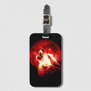 Wolf, Moon & Red Sky Luggage Tag