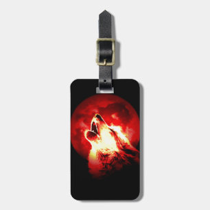 Wolf, Moon & Red Sky Luggage Tags