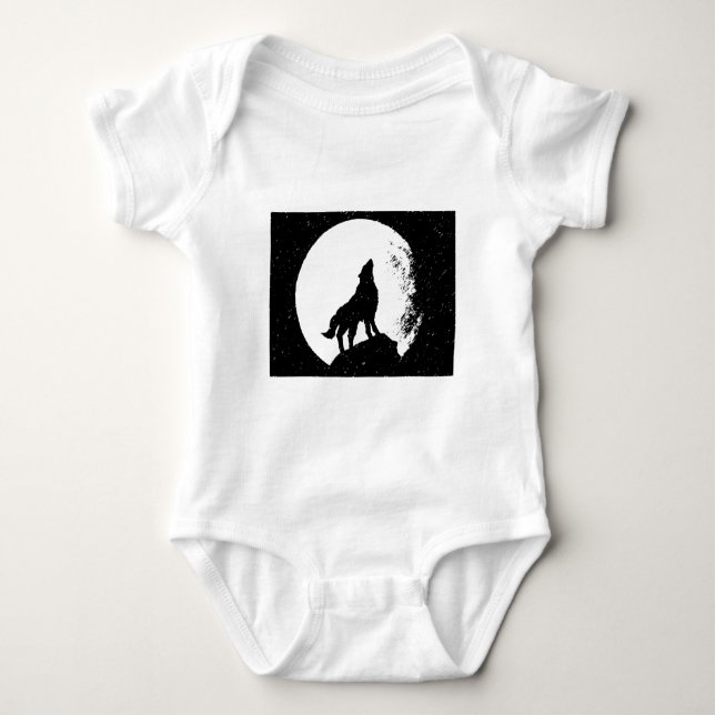 Wolf & Moon Silhoutte Baby Bodysuit (Front)