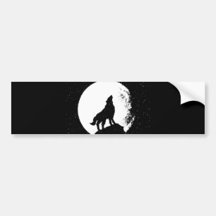 Wolf & Moon Silhoutte Bumper Sticker