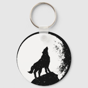 Wolf & Moon Silhoutte Key Ring