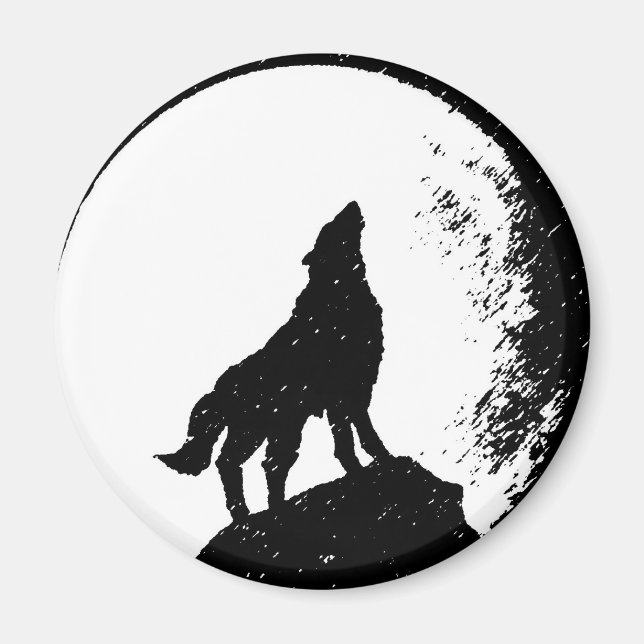 Wolf & Moon Silhoutte Magnet (Front)