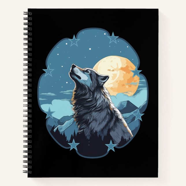 Wolf Moon Stars  Notebook (Front)