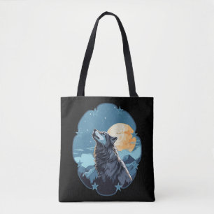 Wolf Moon Stars  Tote Bag