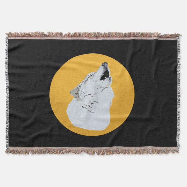 Wolf & Moon Throw Blanket (Front)