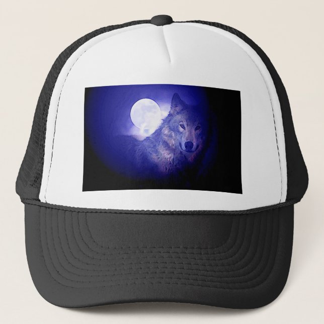 Wolf & Moon Trucker Hat (Front)