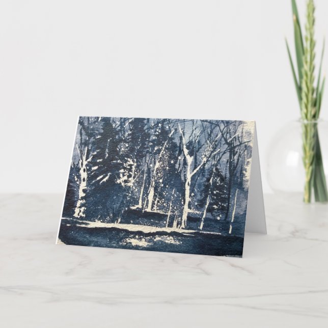 Wolf Moon Watercolor Blank Greeting Card (Front)