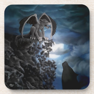 Wolf Moon - Wolf with Golem Coaster
