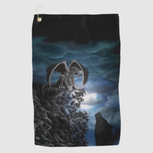 Wolf Moon - Wolf with Golem Golf Towel