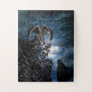 Wolf moon - Wolf with Golem Jigsaw Puzzle