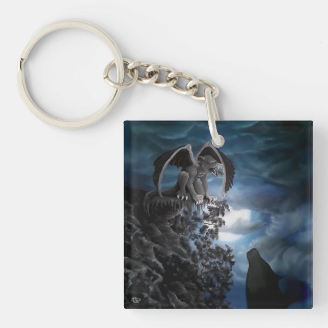 Wolf Moon - Wolf with Golem Key Ring (Front)