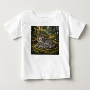 Wolf Mother And Pups Baby T-Shirt