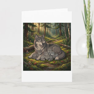 Wolf Mother And Pups "Mother's Day" Holiday Card