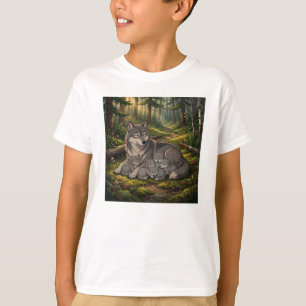 Wolf Mother And Pups T-Shirt