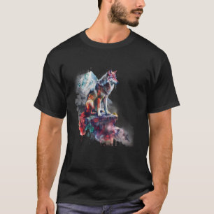 Wolf Motif Animal Lover Forest Art Wild Animal Nat T-Shirt