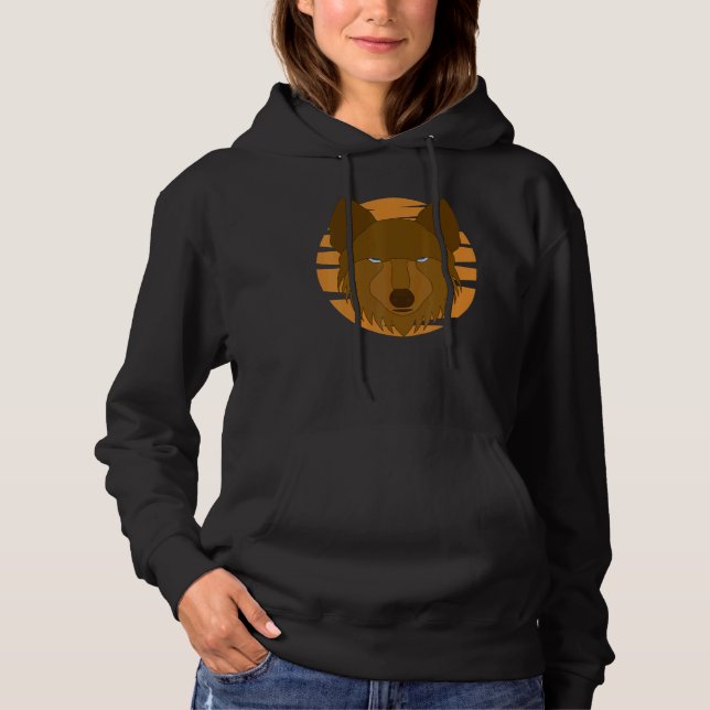 Wolf Motif Predator Face Wolfs Hoodie (Front)