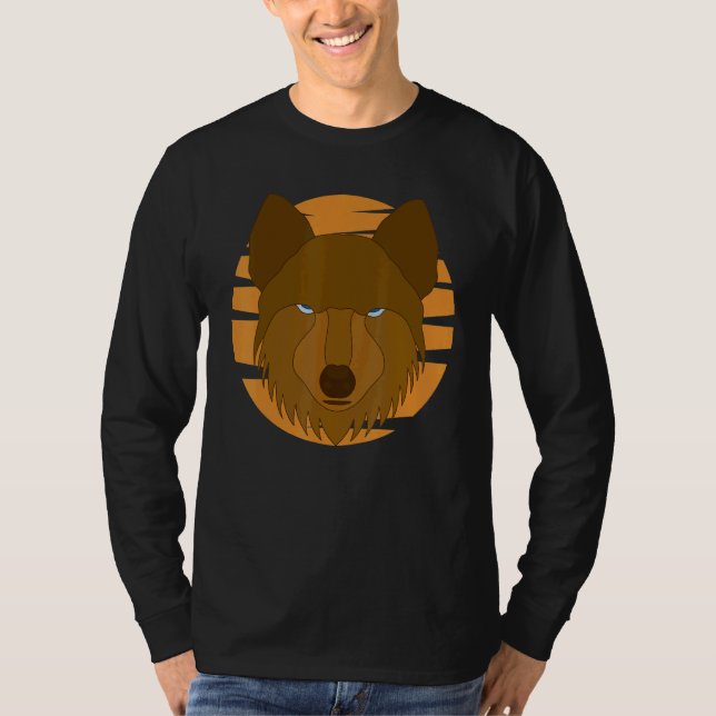 Wolf Motif Predator Face Wolfs T-Shirt (Front)