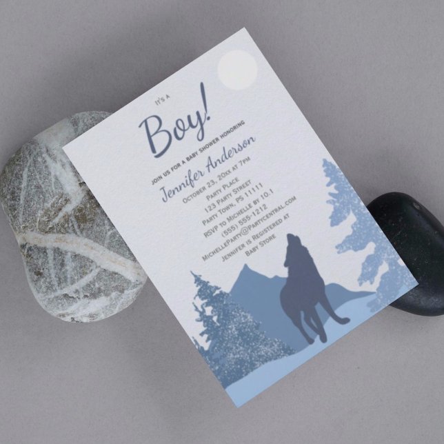 Wolf Mountain Forest Boy Baby Shower Invitation (Creator Uploaded)