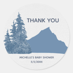Wolf Mountain Forest Boy Thank You Classic Round Sticker
