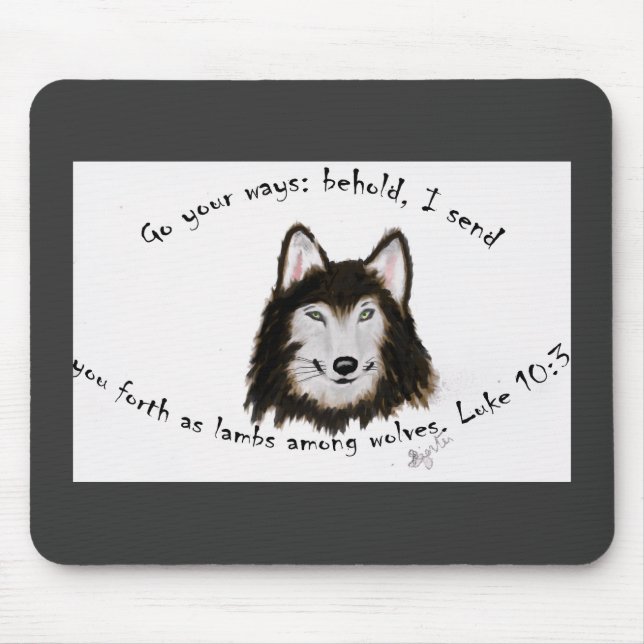 Wolf Mousepad religious (Front)