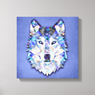 Wolf Multi Colour Mixed Media Design 1 Canvas Print