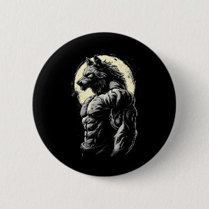 Wolf Muscular Muscles Bodybuilding Werewolf 6 Cm Round Badge