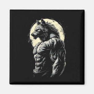 Wolf Muscular Muscles Bodybuilding Werewolf Magnet