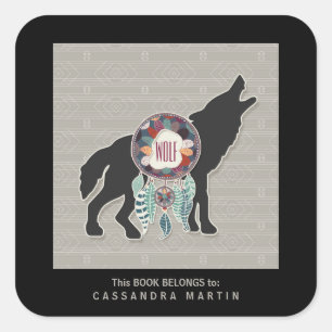 Wolf Native American Animal Spirit Book Square Sticker