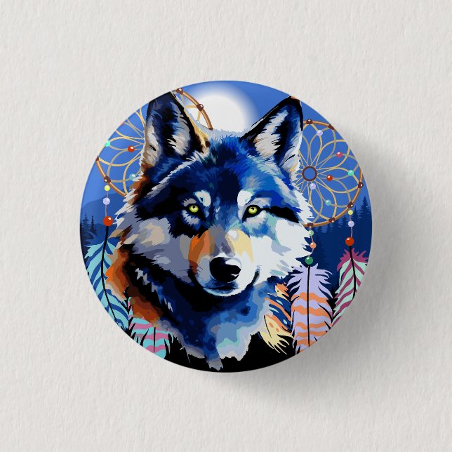Wolf Native Animal Spirit  3 Cm Round Badge (Front)